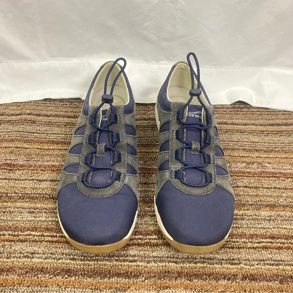 Dansko Sz 42 Women’s Blue Suede Canvas Sneakers Bungee Laces Comfort Shoes EUC - Picture 9 of 9